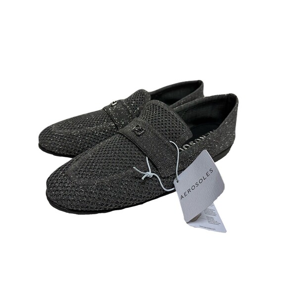 NEW Aerosoles Womens Size 9 Metallic Gunmetal Stretch Knit Loafers Slipper Flats - Picture 2 of 6